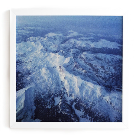 Winter Mountain Range (White Framed Wall Art: 12"W x 12"H)