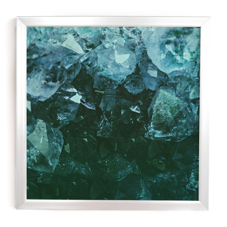 Aquamarine Gemstone (Silver Framed Wall Art: 12"W x 12"H)