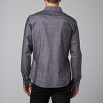 Long-Sleeve Zip Pockets Woven Button-Up // Grey (S)