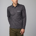 Long-Sleeve Stripe Pocket Polo // Black (S)