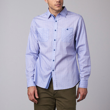 Long-Sleeve Woven Button-Up // Blue (S)