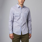 Long-Sleeve Woven Button-Up // Light Blue Paisley (S)