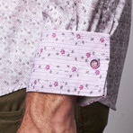 Smash Trends // Long-Sleeve Woven Button-Up // Purple Leaf Print (S)