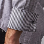 Long-Sleeve Woven Button-Up // Grey Jacquard (S)