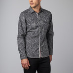 Long-Sleeve Woven Button-Up // Black Tiny Print (S)