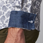 Long-Sleeve Woven Button-Up // White Paisley (S)