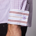 Long-Sleeve Woven Button-Up // Purple Check Fade (S)