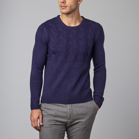 Smash Trends // Wide Cable Sweater // Navy (S)