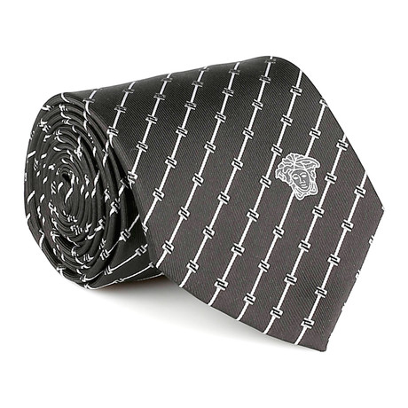 Castor Stripe Silk Tie // Black