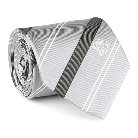 Cerberus Stripe Silk Tie // Black + Grey