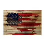 Bold Red Striped Flag // Pine Wood (36"W x 24"H x 1.5"D)