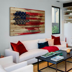 Bold Red Striped Flag // Pine Wood (36"W x 24"H x 1.5"D)