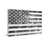 US Flag In B+W // White Wood (18"W x 12"H x 1.5"D)