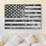 US Flag In B+W // White Wood (18"W x 12"H x 1.5"D)