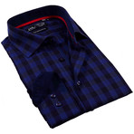Button-Up Dress Shirt // Navy + Black Plaid (XL)