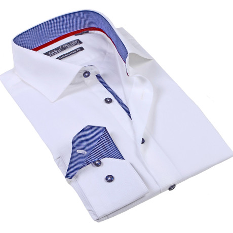 Button-Up Dress Shirt // White + Lavender (S)