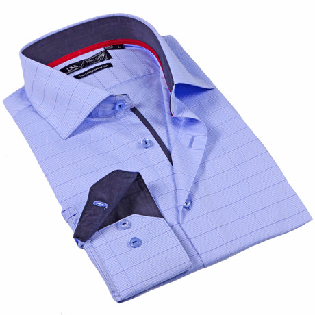Button-Up Dress Shirt // Navy Check (S)