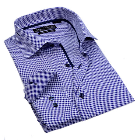 Textured Button-Up Dress Shirt // Navy (2XLB)