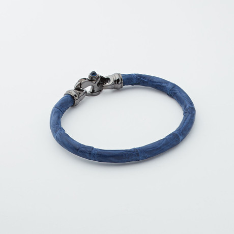 Alligator Bracelet // Dark Blue + Black (Large)