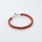 Alligator Bracelet // Tan + Silver (Large)