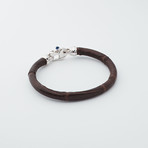 Alligator Bracelet // Dark Brown + Silver (Large)