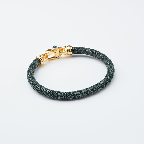 Stingray Bracelet // Deep Green + Gold (Large)