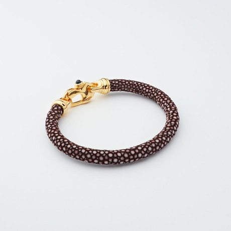 Stingray Bracelet // Chocolate + Gold (Large)
