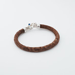 Alligator Bracelet // Matte Brown + Silver (Large)