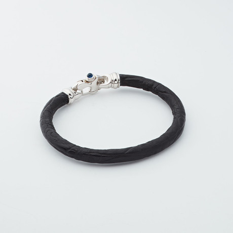 Alligator Bracelet // Black + Silver (Large)