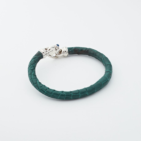 Alligator Bracelet // Deep Green + Silver (Large)