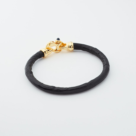 Alligator Bracelet // Black + Gold (Large)