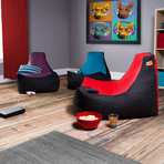 Vinyl + Denim Bean Bag Gamer Chair (Green + Black)