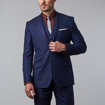 Speckle Notch Lapel Vested Suit // Blue (US: 42L)