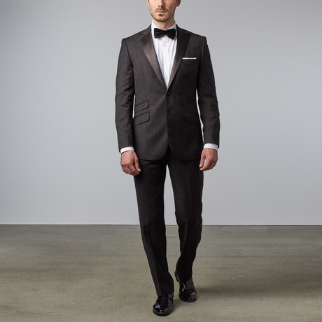 Satin Peak Lapel Tuxedo Suit // Black (US: 46L)