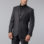 Plaid Peak Lapel Vested Suit // Charcoal (US: 36R)