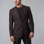 Textured Stripe Notch Lapel Suit // Burgundy (US: 36R)