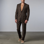 Plaid Peak Lapel Suit // Brown (US: 44R)
