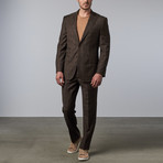 Plaid Peak Lapel Suit // Brown (US: 36R)