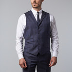 Window Pane Notch Lapel Vested Suit // Blue (US: 40L)