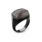Sterling Silver + Meteorite Ring // Black Nickel Finish