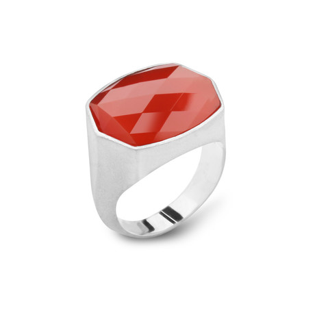 Sterling Silver + Carnelian Ring (Size 10)