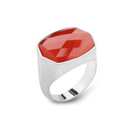 Sterling Silver + Carnelian Ring (Size 10)