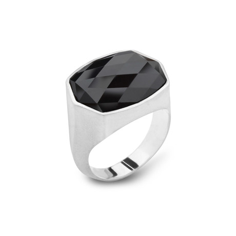 Sterling Silver + Black Onyx Ring (Size 10)