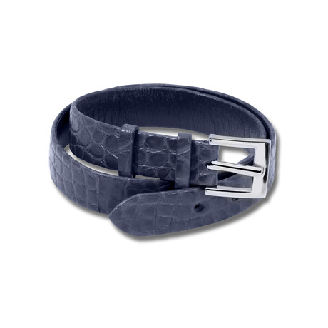 Genuine Crocodile Double Wrap Bracelet // Cobalt
