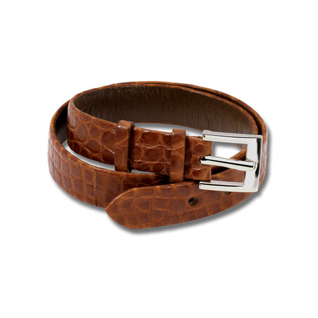 Genuine Crocodile Double Wrap Bracelet // Brown