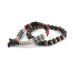 AMiGAZ // Bead + Hemp Wrap Bracelet // Brown + White // Set of 2