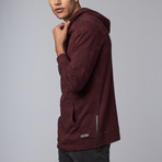 Francisco Longline Acid Wash Hoodie // Oxblood Red (XS)