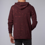 Francisco Longline Acid Wash Hoodie // Oxblood Red (XS)