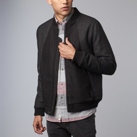 Como Wool Blend Bomber // Charcoal Herringbone (XS)