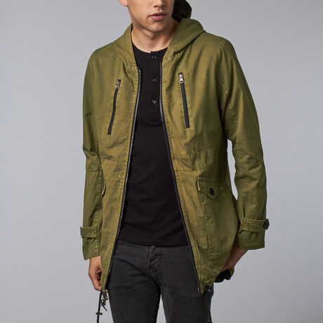 Castro Military Trench Coat // Green Olive (XS)